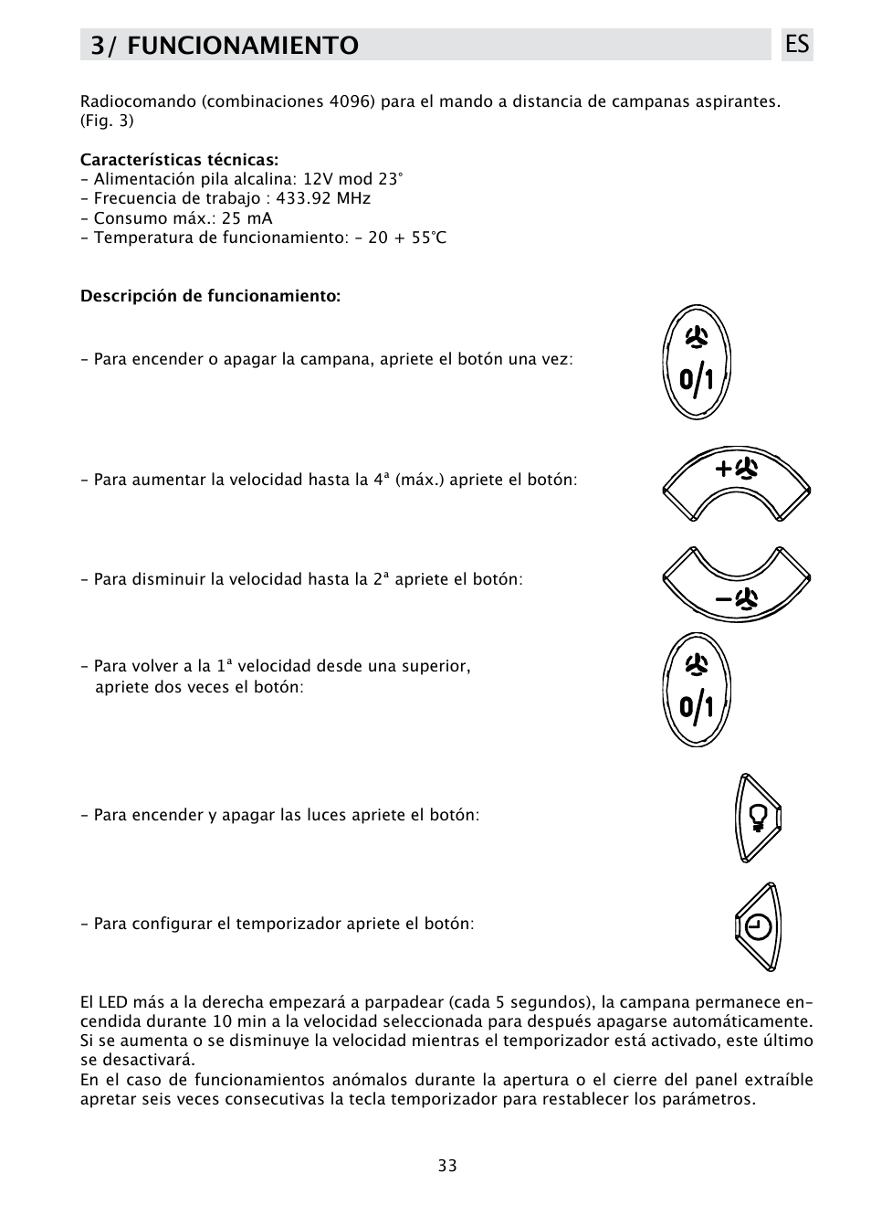 3/ funcionamiento es | DE DIETRICH DHD1190B User Manual | Page 33 / 65