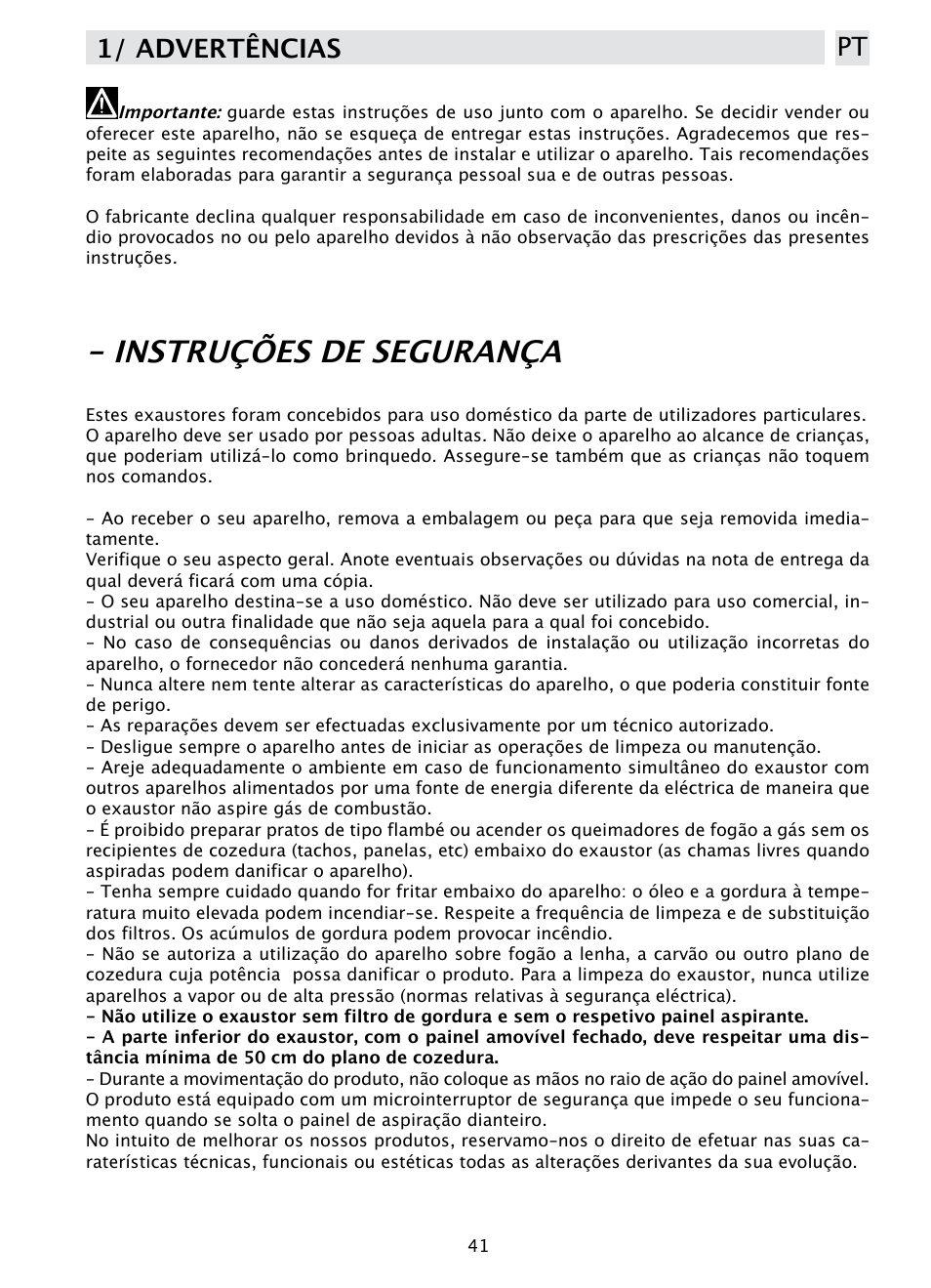 Instruções de segurança, 1/ advertências pt | DE DIETRICH DHD1190B User Manual | Page 41 / 65