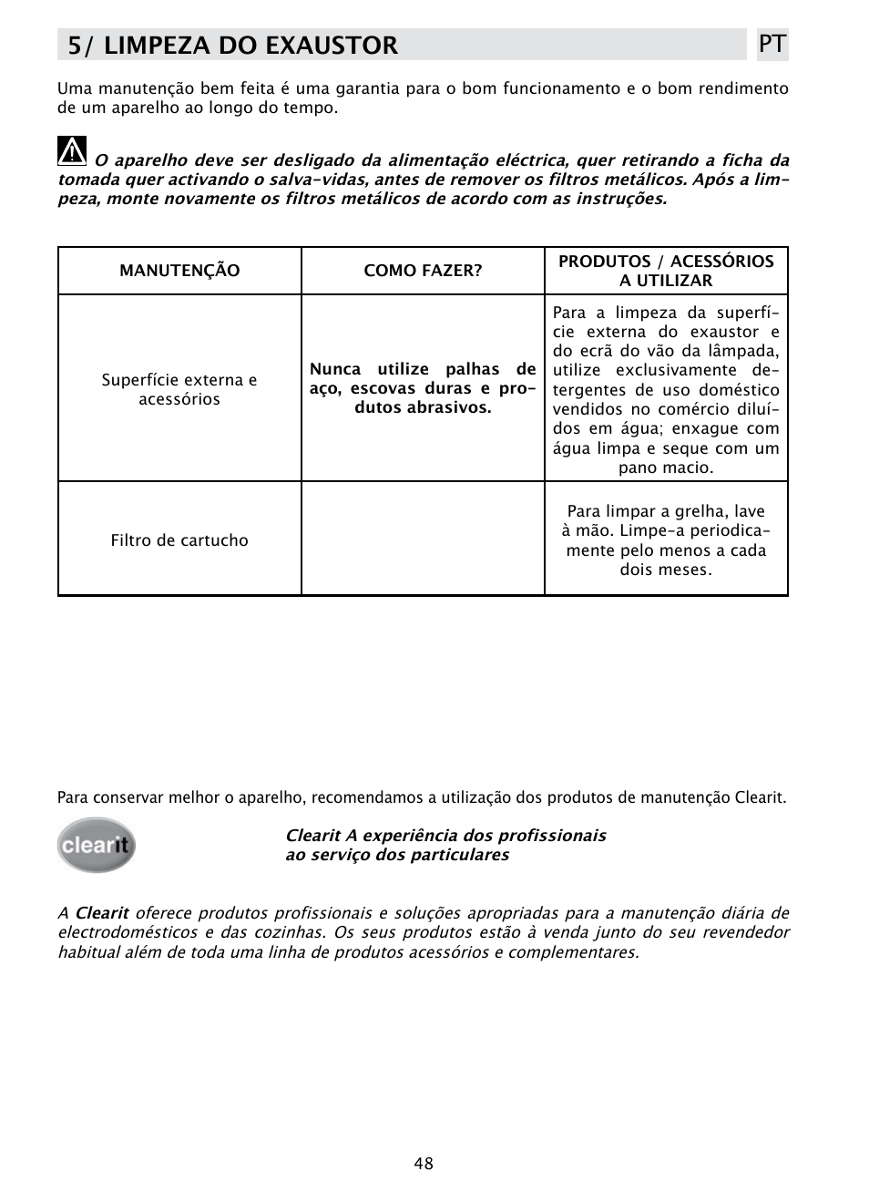 5/ limpeza do exaustor pt | DE DIETRICH DHD1190B User Manual | Page 48 / 65