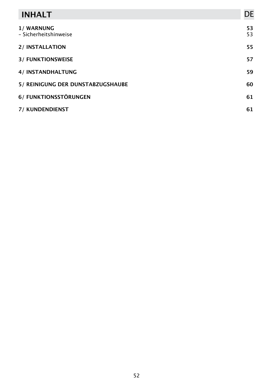 Inhalt de | DE DIETRICH DHD1190B User Manual | Page 52 / 65