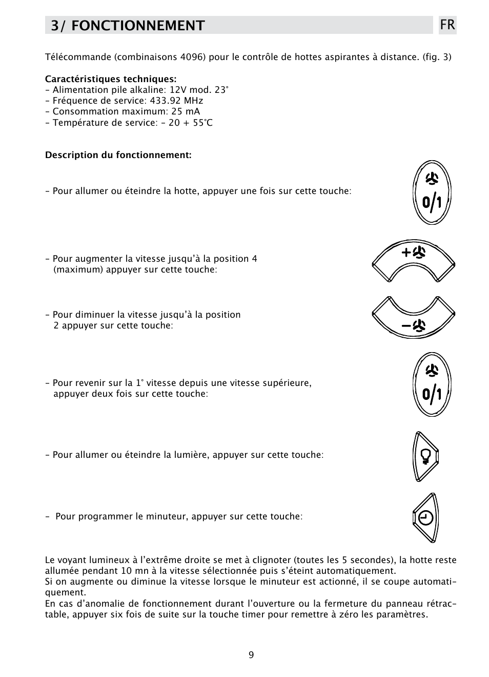 3/ fonctionnement fr | DE DIETRICH DHD1190B User Manual | Page 9 / 65