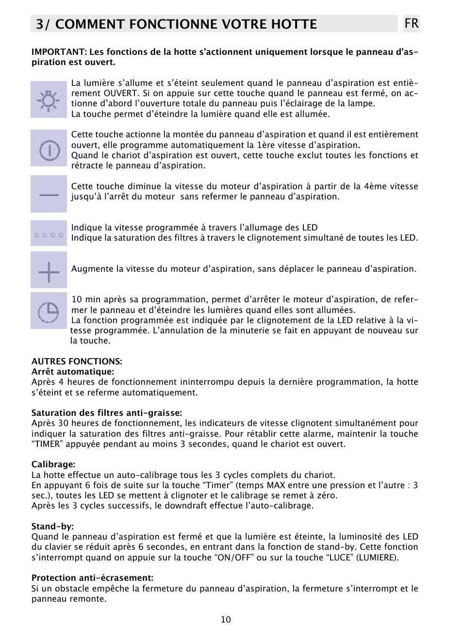 3/ comment fonctionne votre hotte fr | DE DIETRICH DHD1103X User Manual | Page 10 / 48