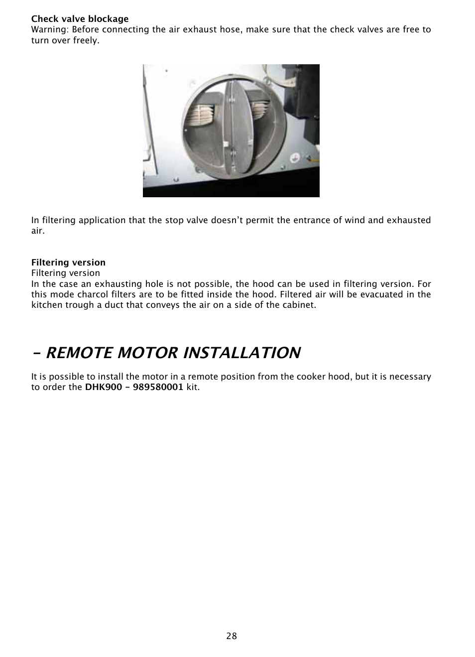 Remote motor installation | DE DIETRICH DHD1103X User Manual | Page 28 / 48