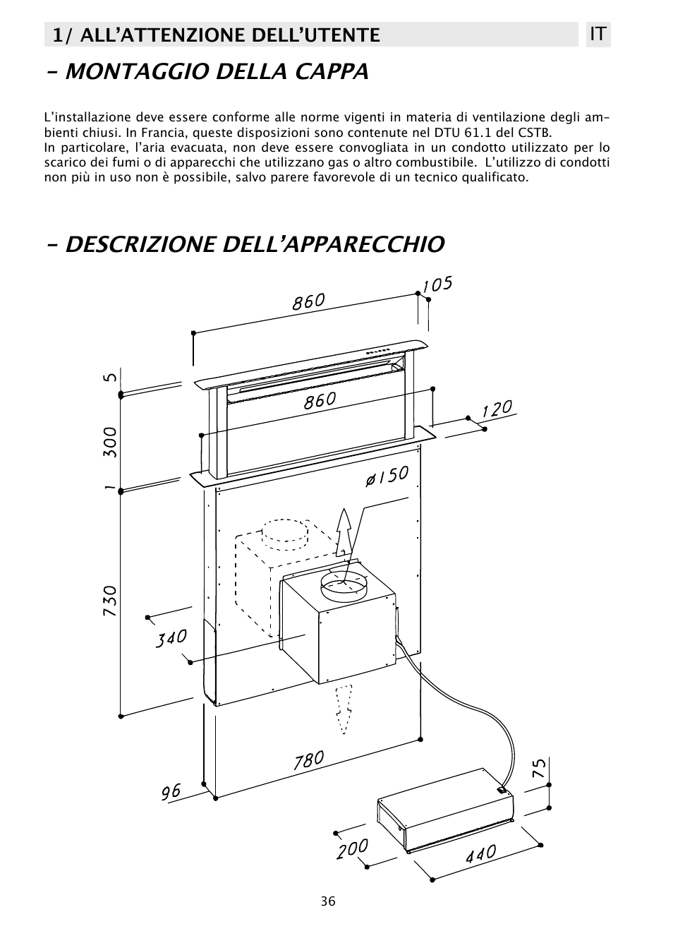 1/ all’attenzione dell’utente it | DE DIETRICH DHD1103X User Manual | Page 36 / 48