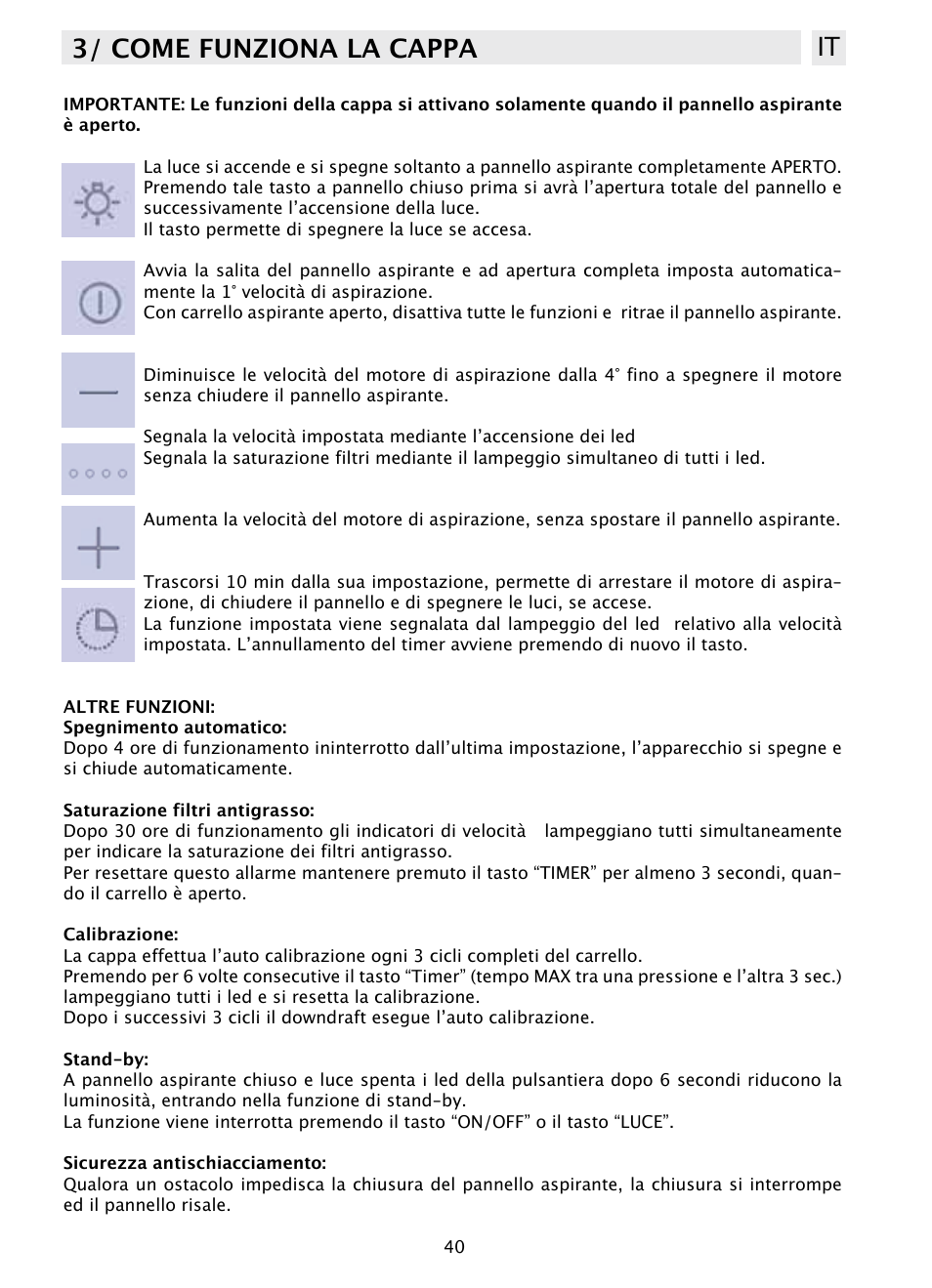 3/ come funziona la cappa it | DE DIETRICH DHD1103X User Manual | Page 40 / 48