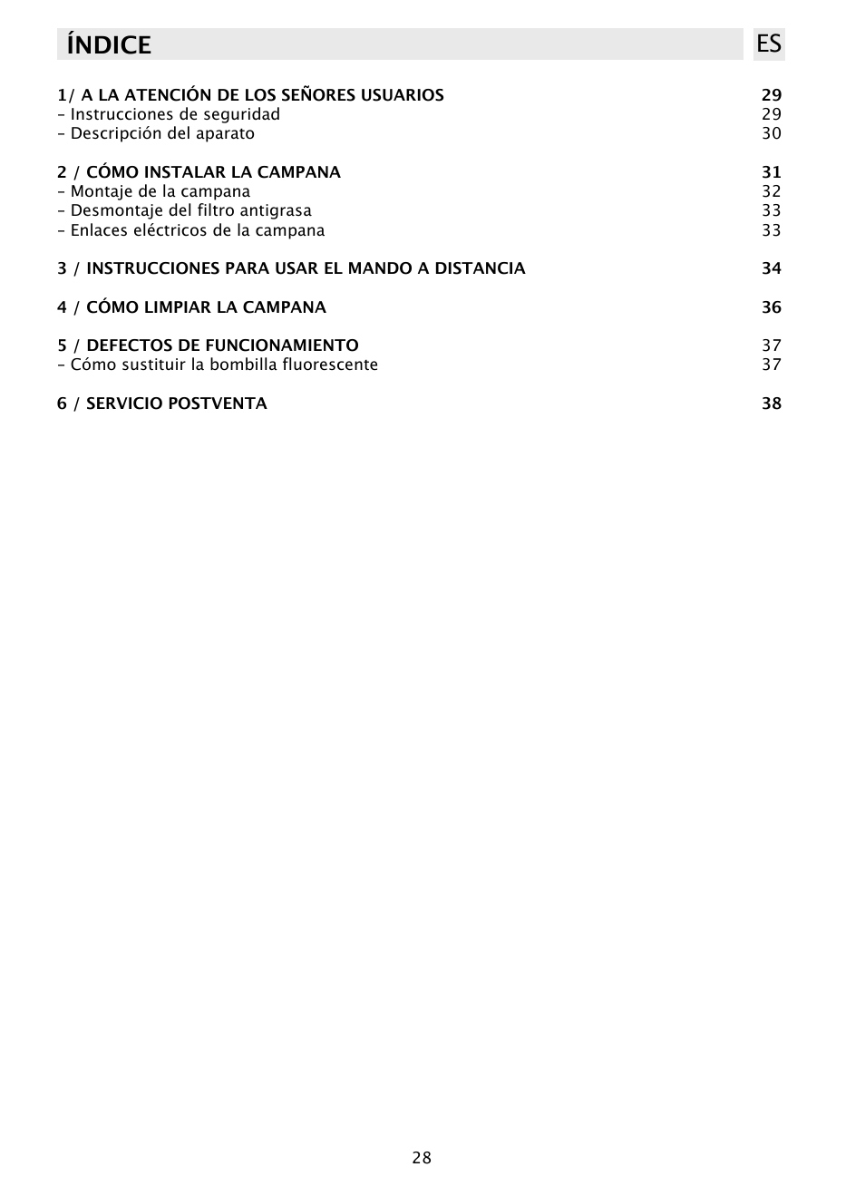 Índice es | DE DIETRICH DHD1131 User Manual | Page 28 / 66