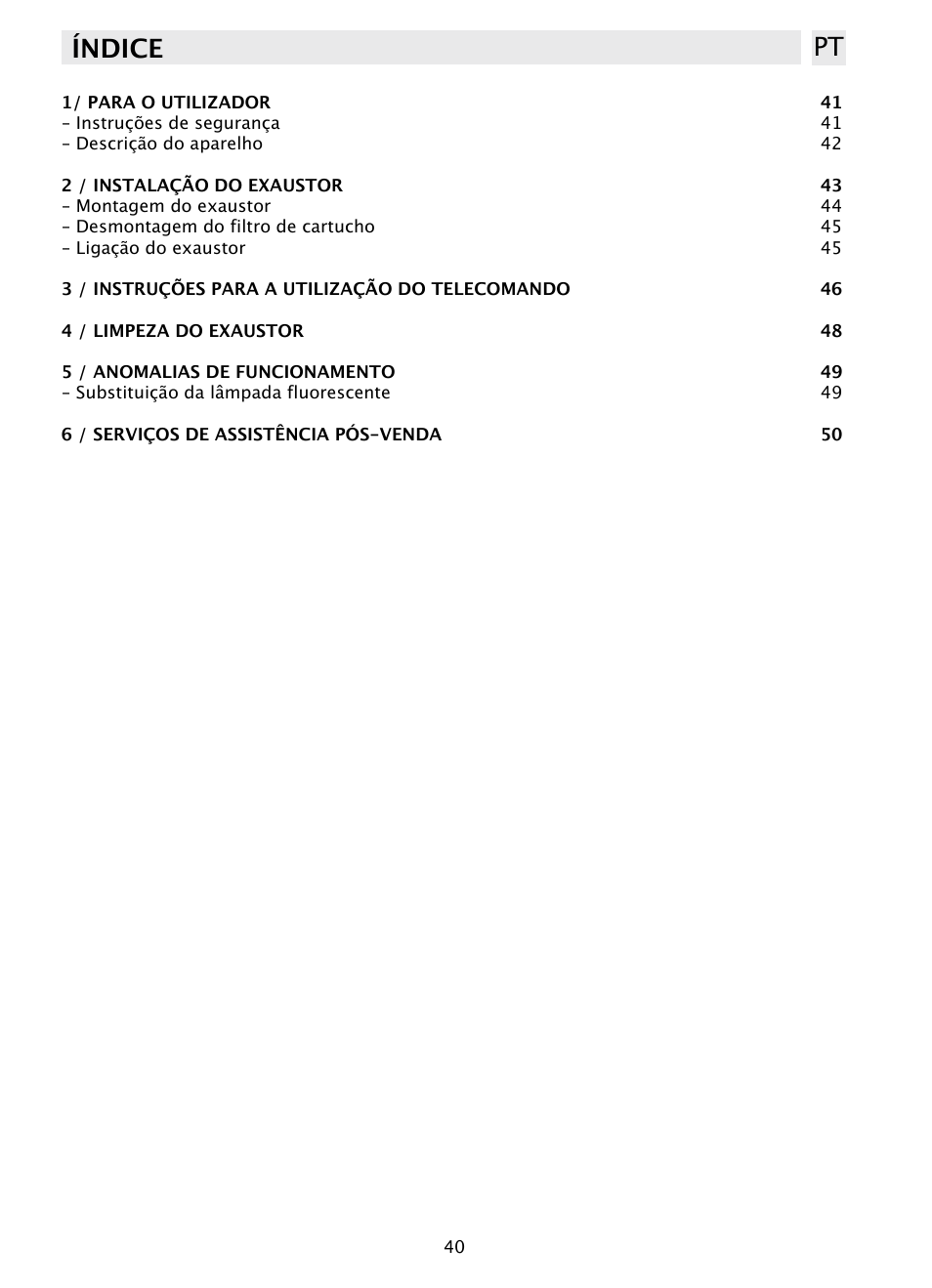 Índice pt | DE DIETRICH DHD1131 User Manual | Page 40 / 66