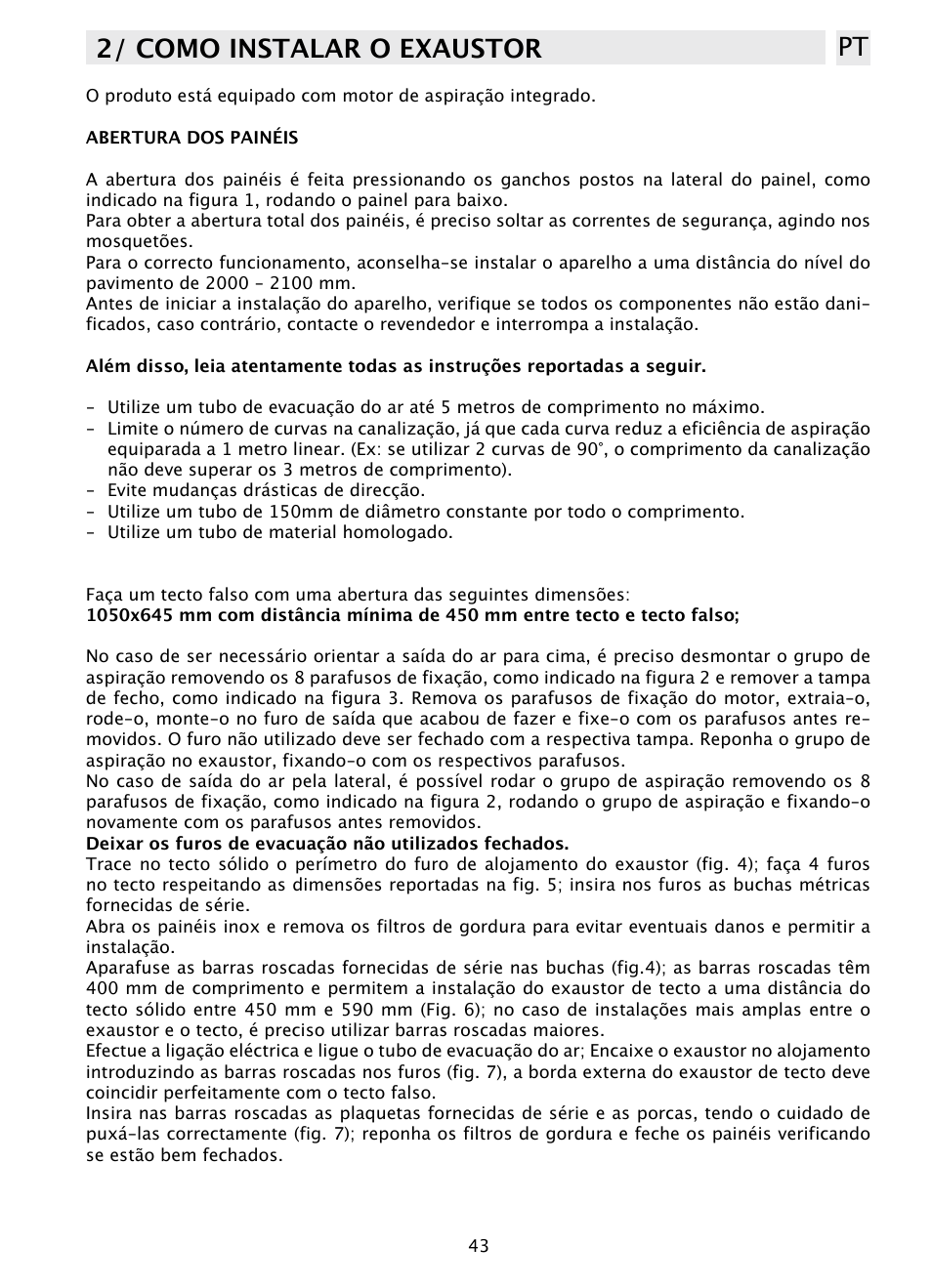 2/ como instalar o exaustor pt | DE DIETRICH DHD1131 User Manual | Page 43 / 66