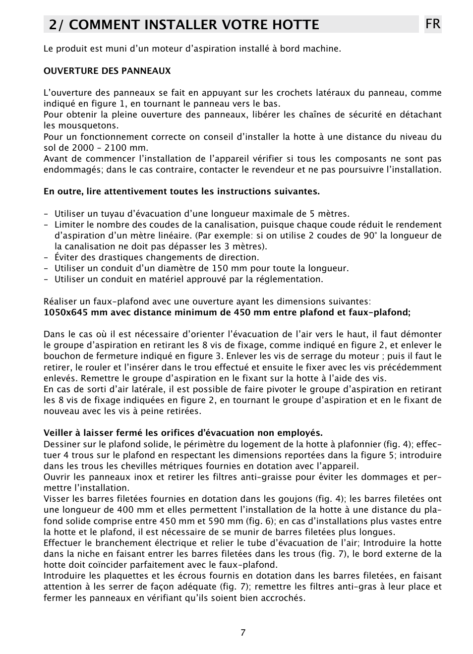 2/ comment installer votre hotte fr | DE DIETRICH DHD1131 User Manual | Page 7 / 66