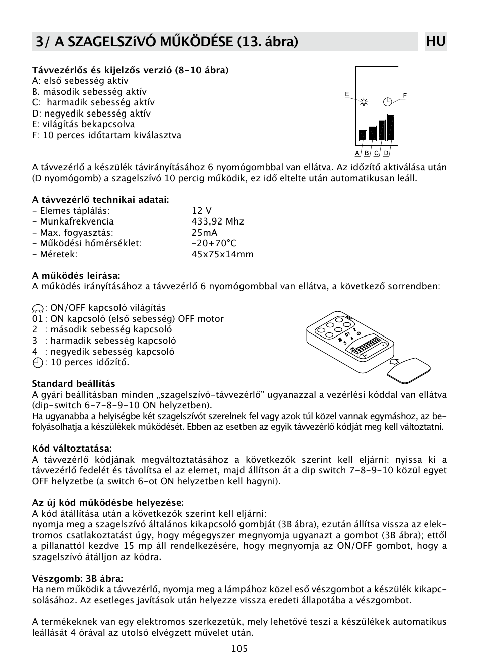 3/ a szagelszívó működése (13. ábra) hu | DE DIETRICH DHD585XE1 User Manual | Page 105 / 152