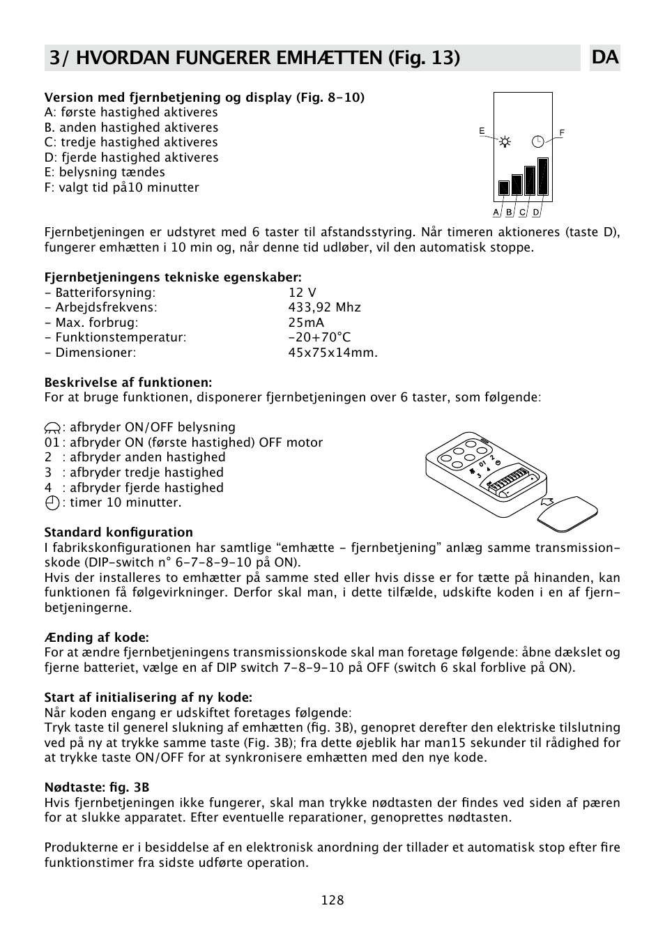 3/ hvordan fungerer emhætten (fig. 13) da | DE DIETRICH DHD585XE1 User Manual | Page 128 / 152