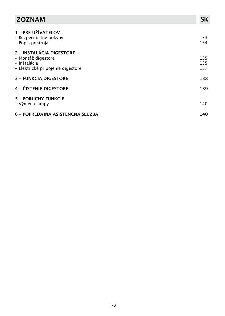 Zoznam sk | DE DIETRICH DHD585XE1 User Manual | Page 132 / 152