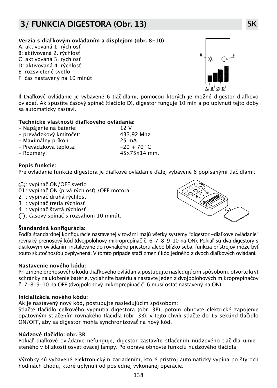 3/ funkcia digestora (obr. 13) sk | DE DIETRICH DHD585XE1 User Manual | Page 138 / 152