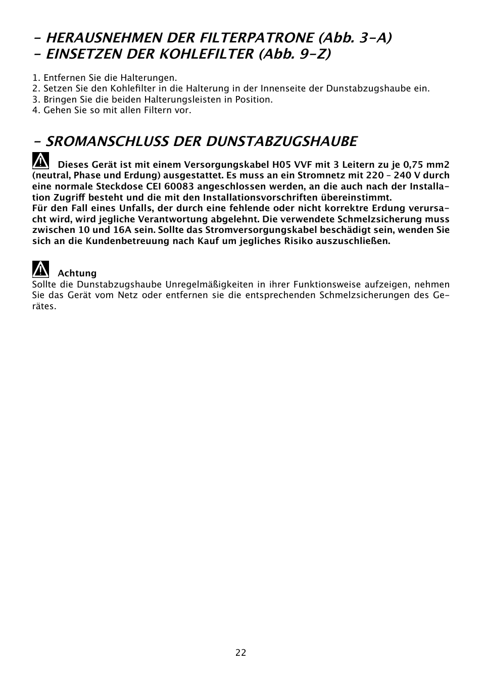 Sromanschluss der dunstabzugshaube | DE DIETRICH DHD585XE1 User Manual | Page 22 / 152