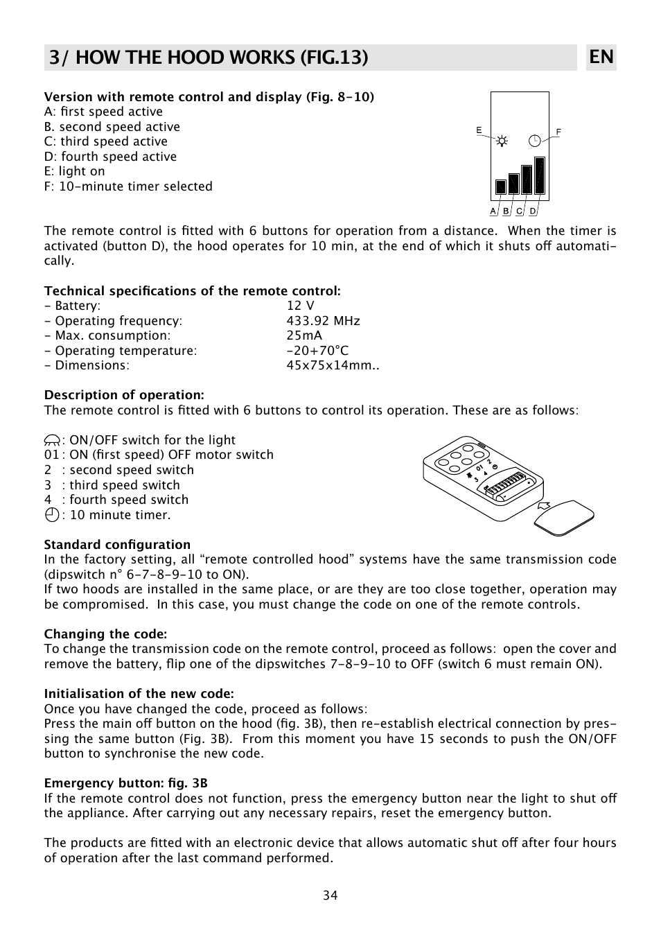 3/ how the hood works (fig.13) en | DE DIETRICH DHD585XE1 User Manual | Page 34 / 152