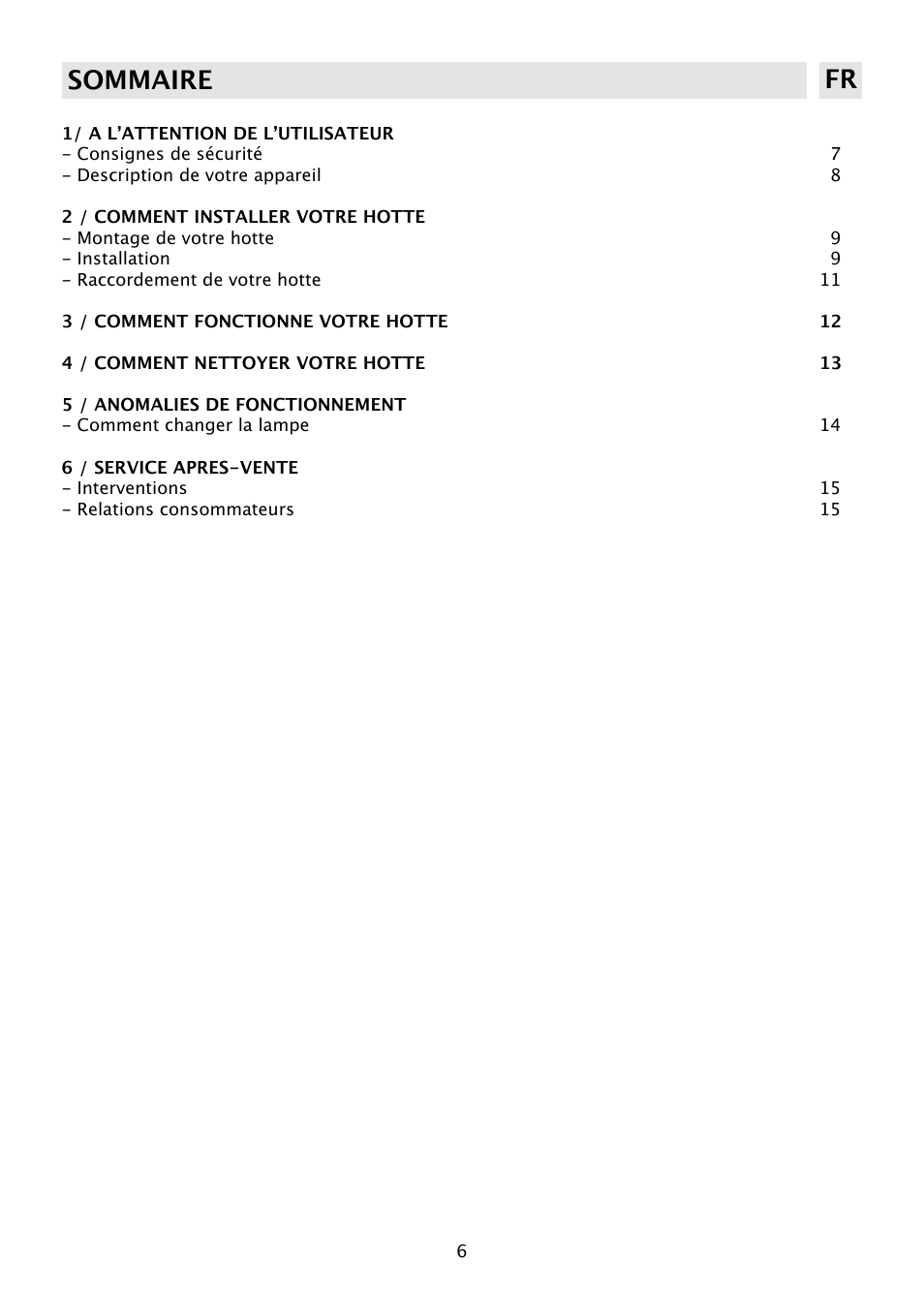Sommaire fr | DE DIETRICH DHD585XE1 User Manual | Page 6 / 152