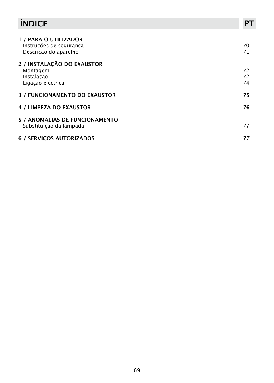 Índice pt | DE DIETRICH DHD585XE1 User Manual | Page 69 / 152