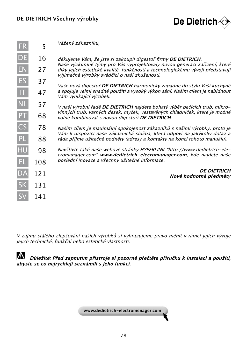 DE DIETRICH DHD585XE1 User Manual | Page 78 / 152