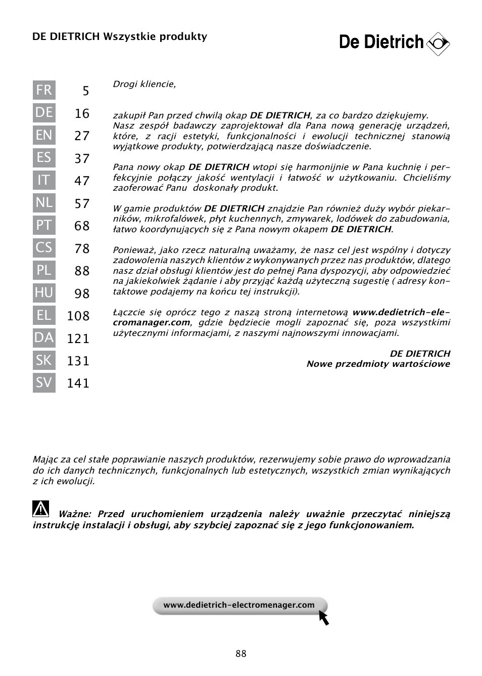 DE DIETRICH DHD585XE1 User Manual | Page 88 / 152