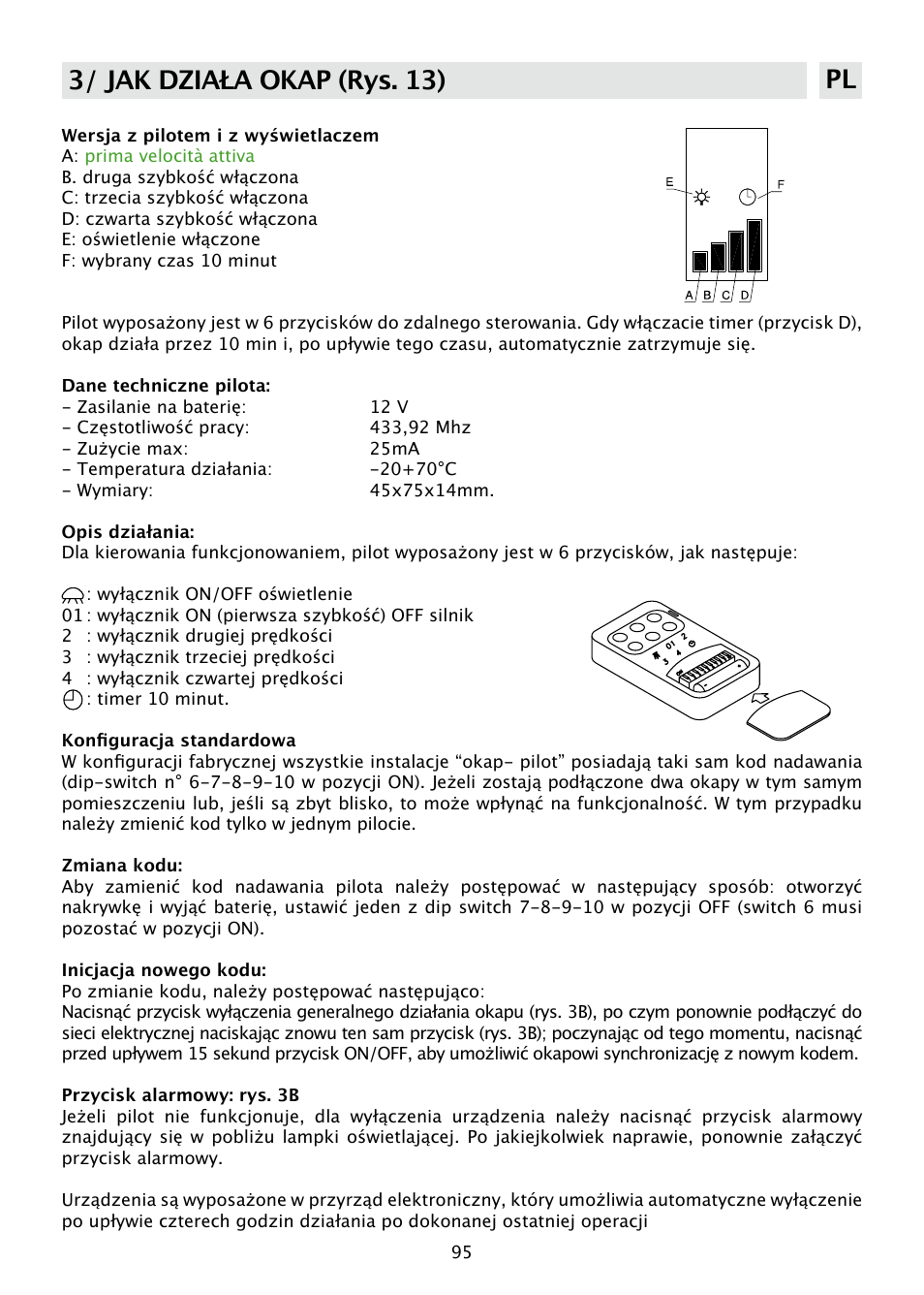 3/ jak działa okap (rys. 13) pl | DE DIETRICH DHD585XE1 User Manual | Page 95 / 152