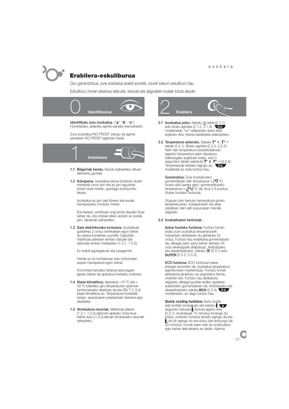 Erabilera-eskuliburua | DE DIETRICH DFN1324i User Manual | Page 79 / 82