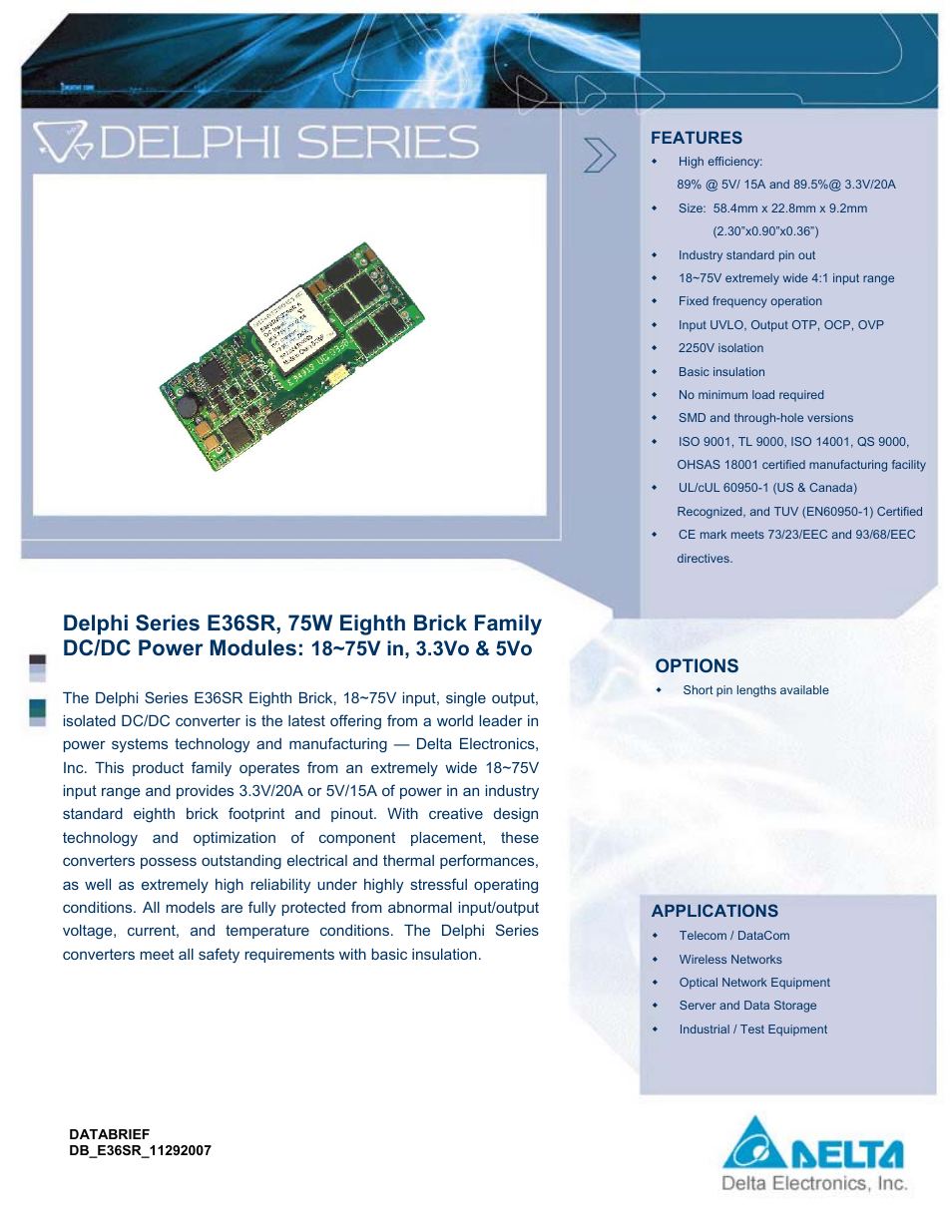 Delta Electronics E36SR User Manual | 2 pages