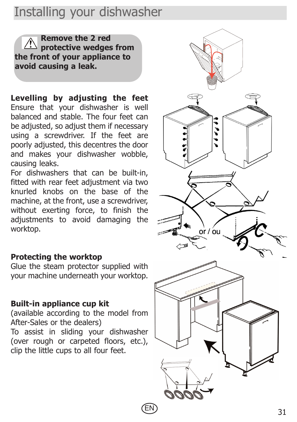 Installing your dishwasher | DE DIETRICH DVF300JE1 User Manual | Page 2 / 7