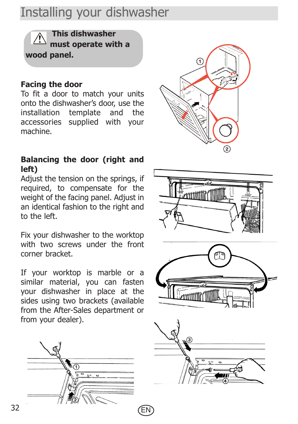 Installing your dishwasher | DE DIETRICH DVF300JE1 User Manual | Page 3 / 7