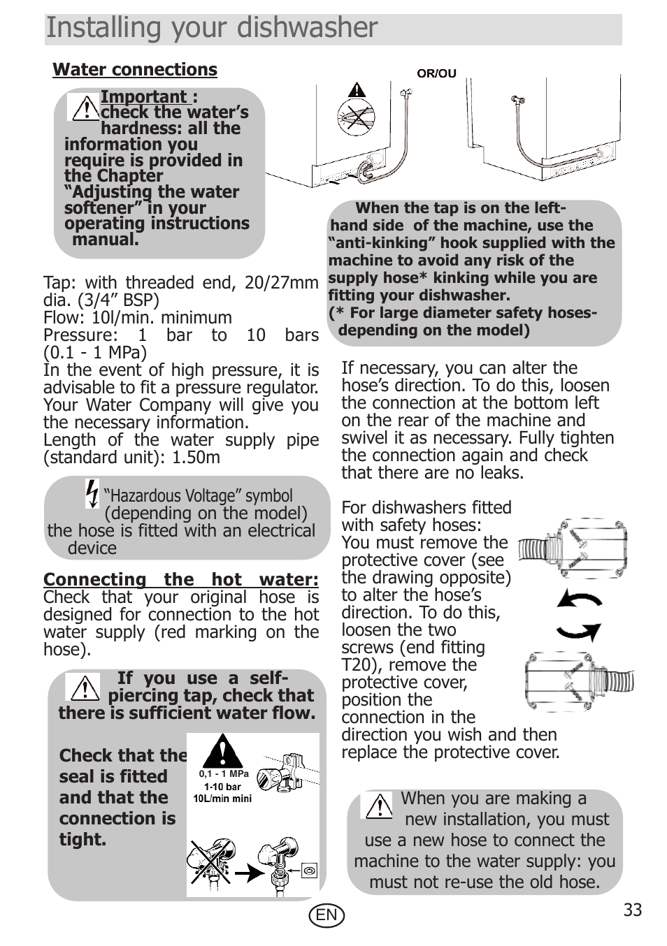 Installing your dishwasher | DE DIETRICH DVF300JE1 User Manual | Page 4 / 7