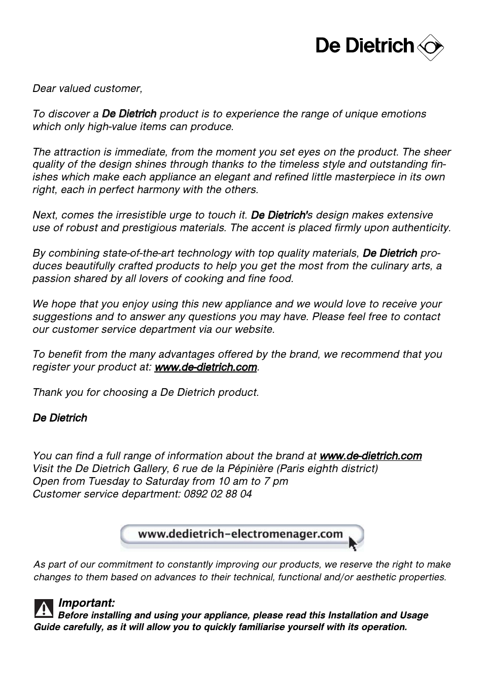 DE DIETRICH DME1129 User Manual | Page 2 / 29