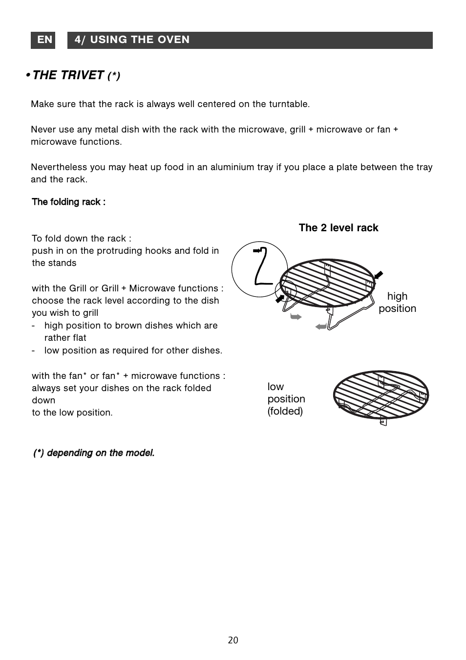 The trivet | DE DIETRICH DME1129 User Manual | Page 20 / 29