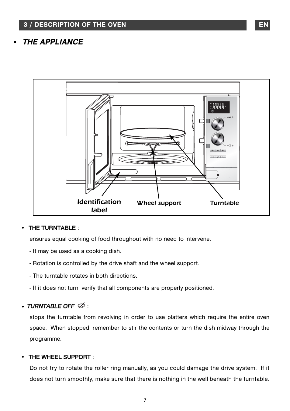 The appliance | DE DIETRICH DME1115 User Manual | Page 7 / 16