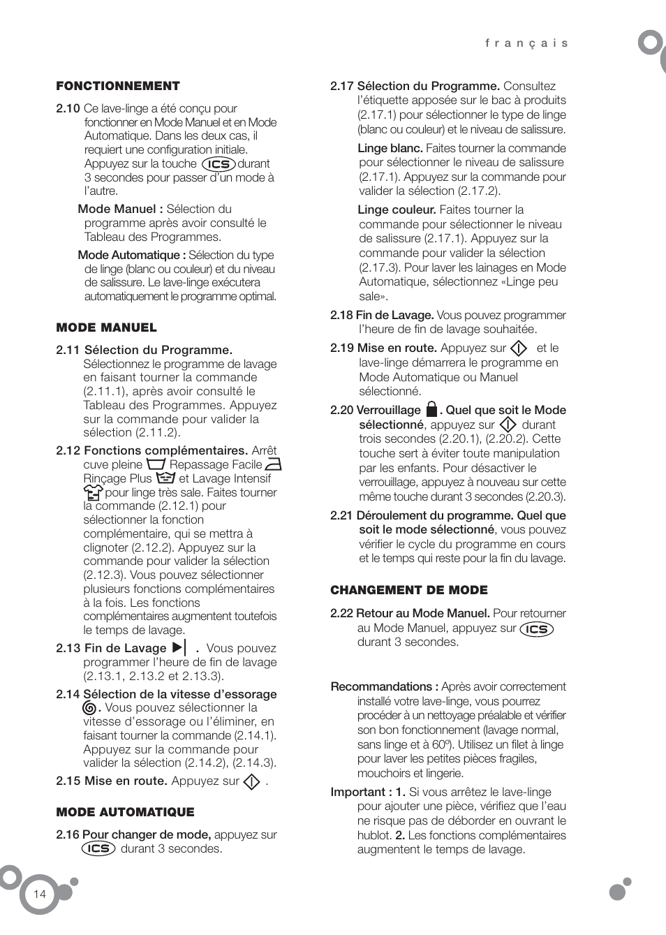 DE DIETRICH DFW1084WA User Manual | Page 14 / 56