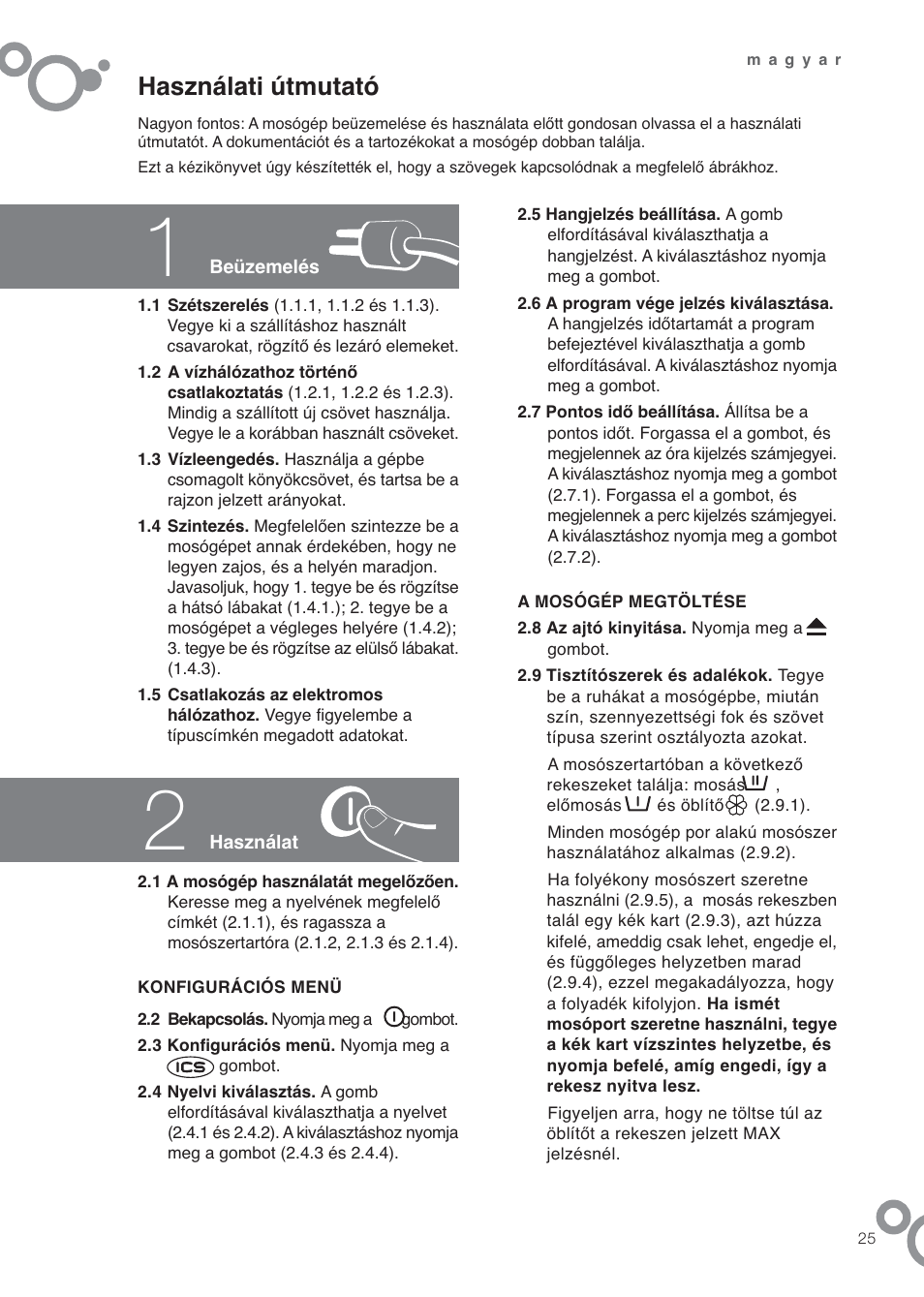 Használati útmutató | DE DIETRICH DFW1084WA User Manual | Page 25 / 56