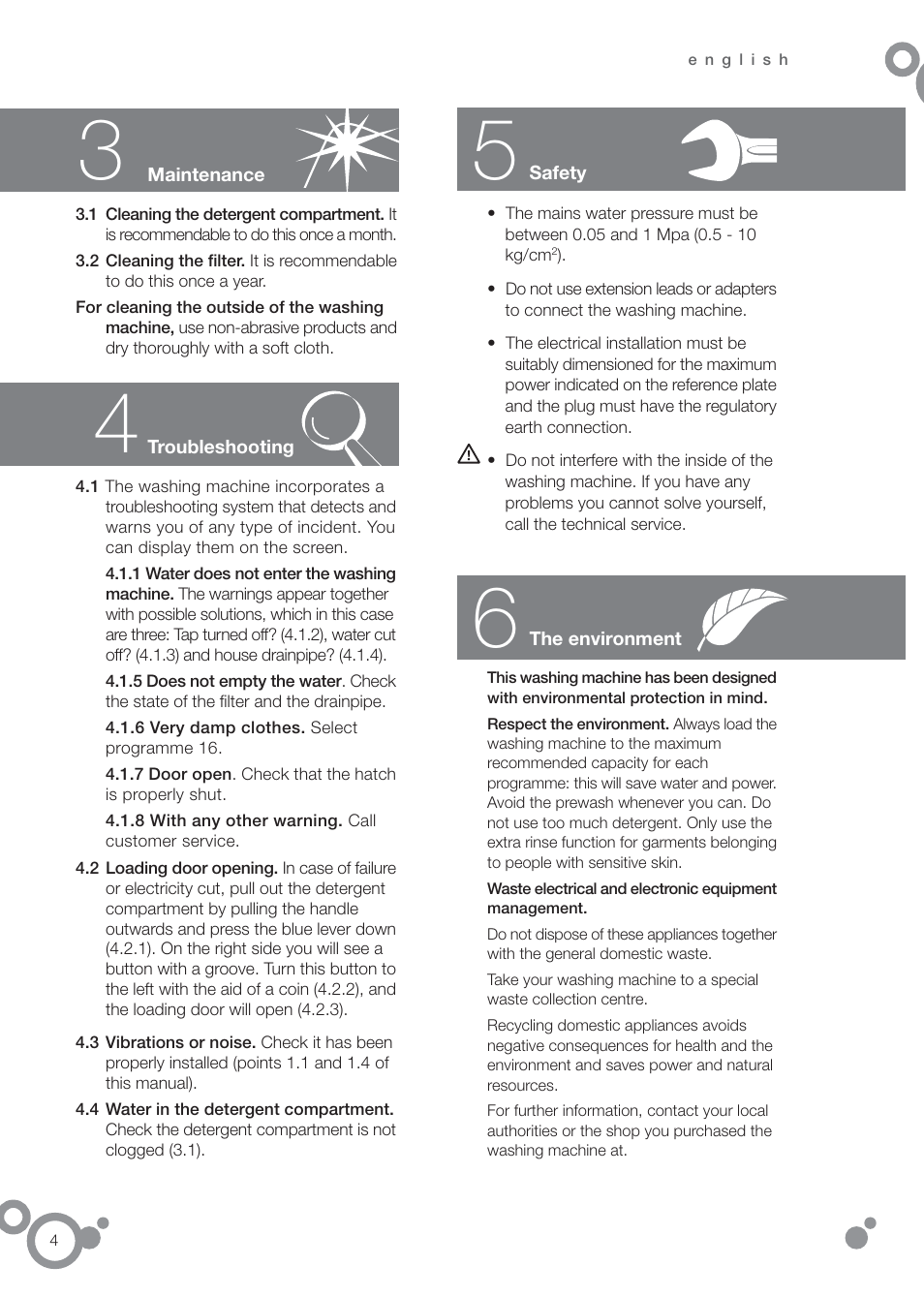 DE DIETRICH DFW1084WA User Manual | Page 4 / 56