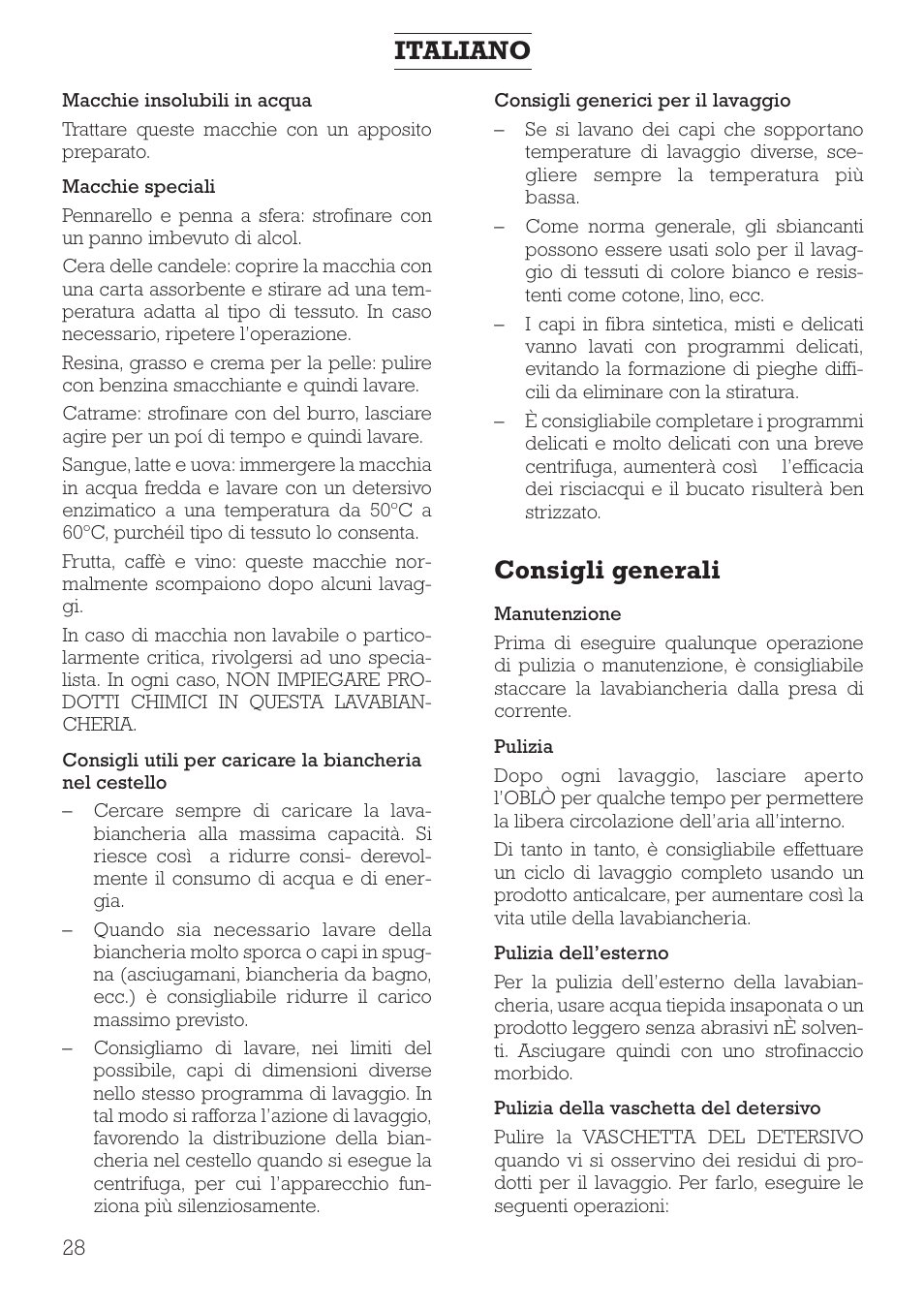 Consigli generali, Italiano | DE DIETRICH DLZ491JE1 User Manual | Page 28 / 88