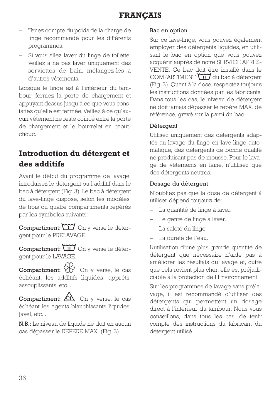 Introduction du détergent et des additifs, Français | DE DIETRICH DLZ491JE1 User Manual | Page 36 / 88