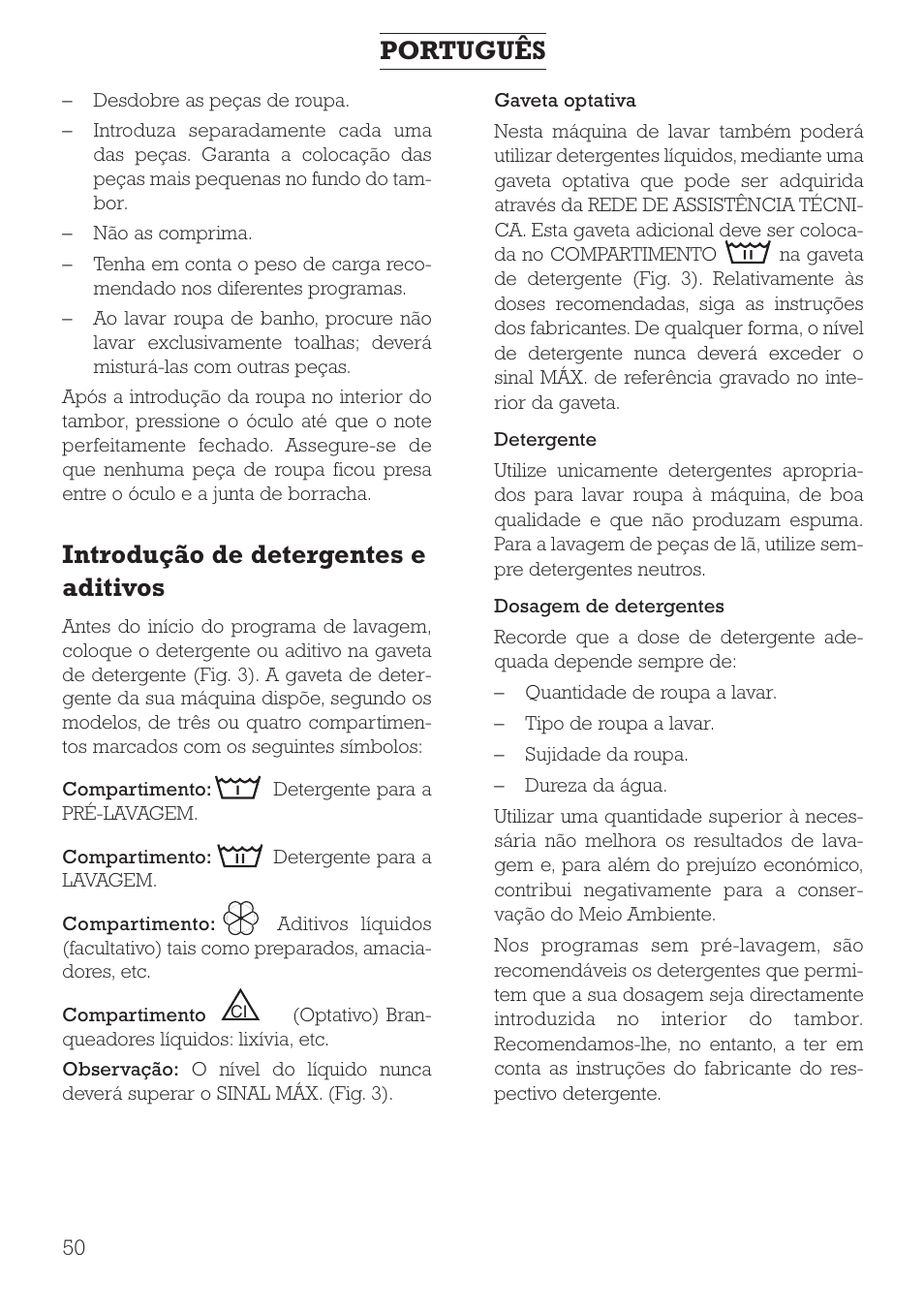 Introdução de detergentes e aditivos, Português | DE DIETRICH DLZ491JE1 User Manual | Page 50 / 88