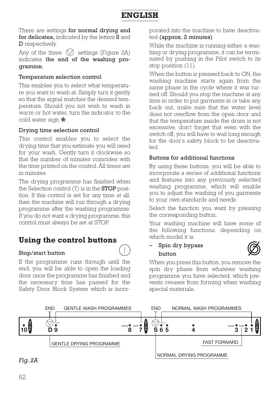Using the control buttons, English | DE DIETRICH DLZ491JE1 User Manual | Page 62 / 88