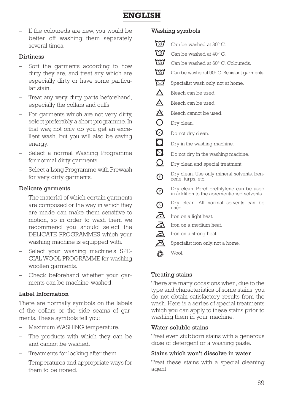 English | DE DIETRICH DLZ491JE1 User Manual | Page 69 / 88