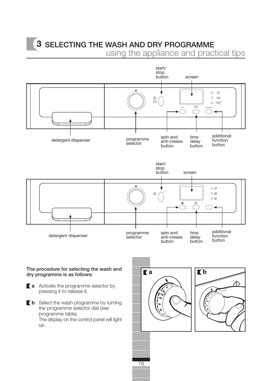 Using the appliance and practical tips, Selecting the wash and dry programme | DE DIETRICH DLZ614BE1 User Manual | Page 32 / 46