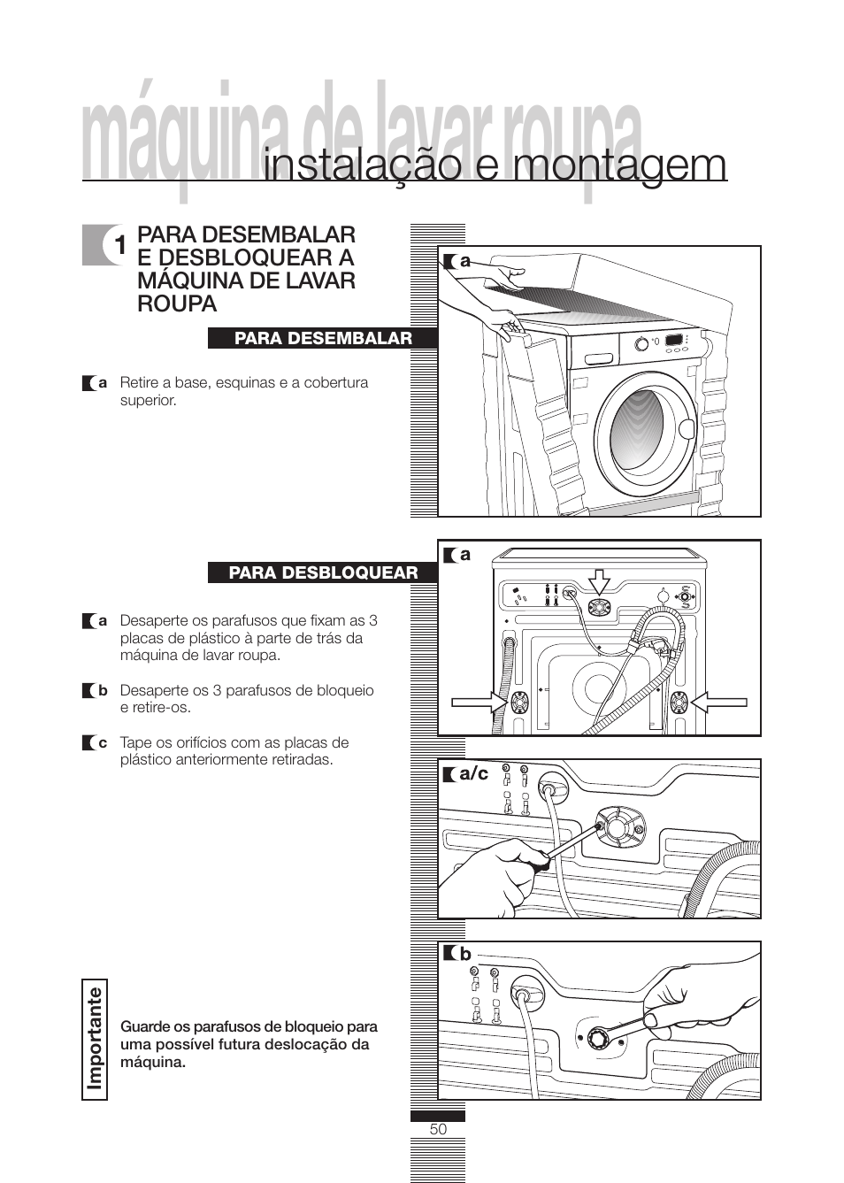 Máquina de lavar roupa, Instalação e montagem | DE DIETRICH DLZ614BE1 User Manual | Page 4 / 46