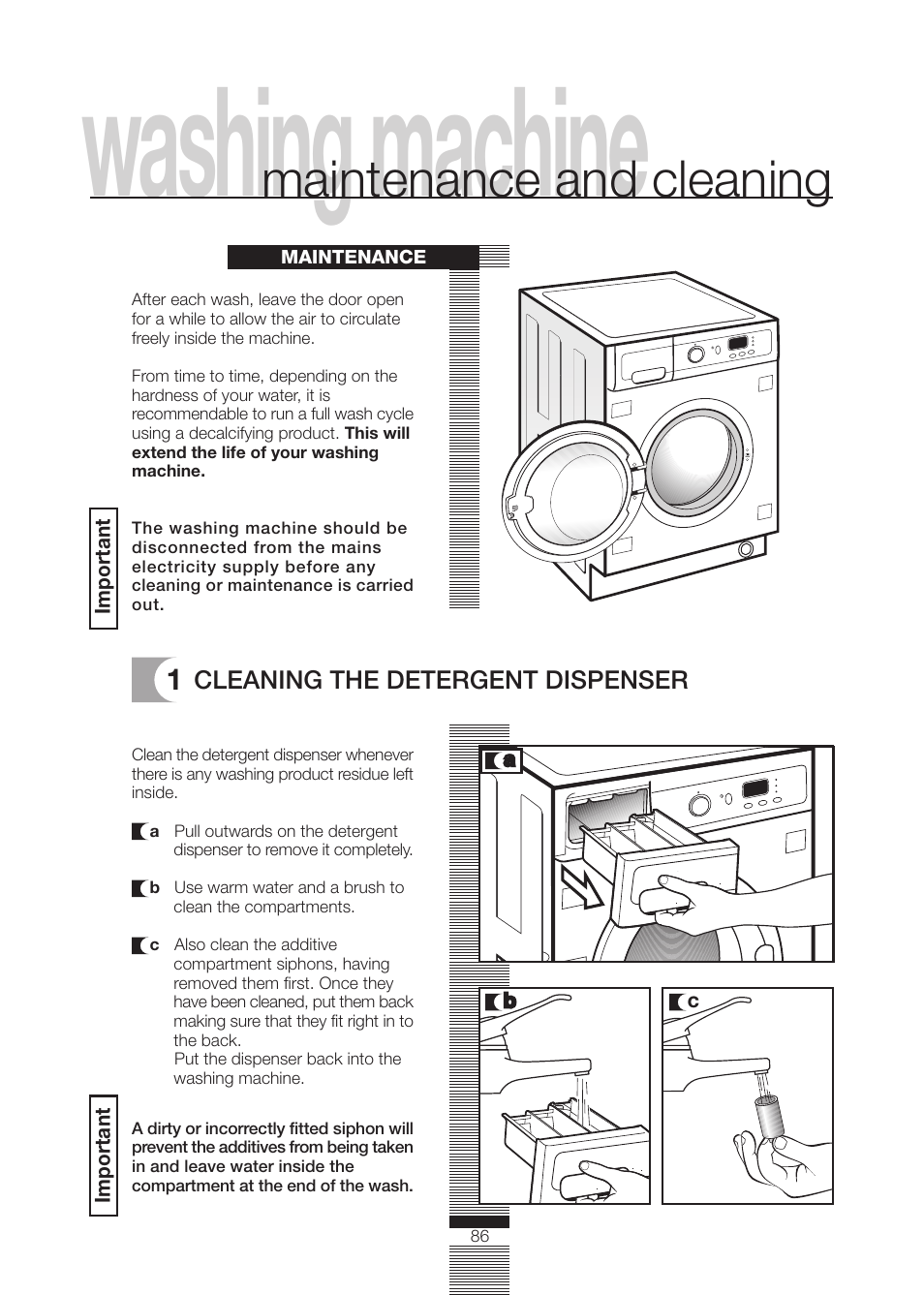 Washing machine, Maintenance and cleaning | DE DIETRICH DLZ614BE1 User Manual | Page 40 / 46