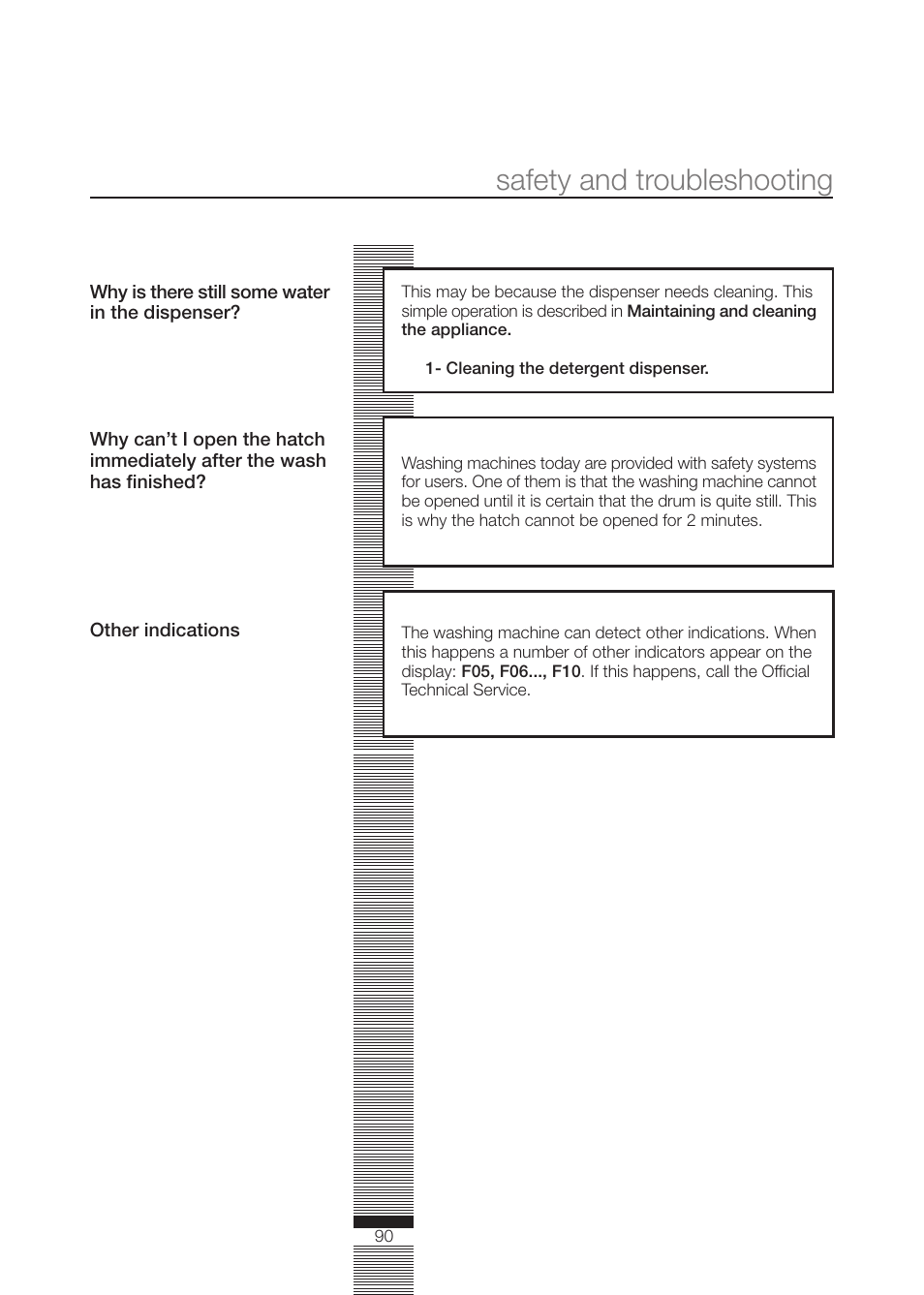 Safety and troubleshooting | DE DIETRICH DLZ614BE1 User Manual | Page 44 / 46