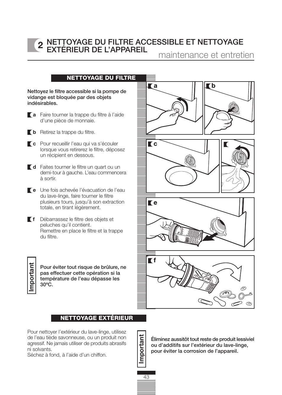 Maintenance et entretien | DE DIETRICH DLZ614JE1 User Manual | Page 43 / 92