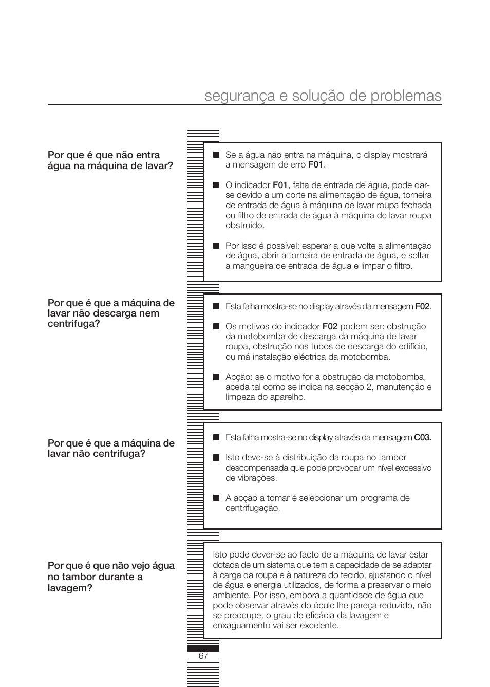 Segurança e solução de problemas | DE DIETRICH DLZ614JE1 User Manual | Page 67 / 92