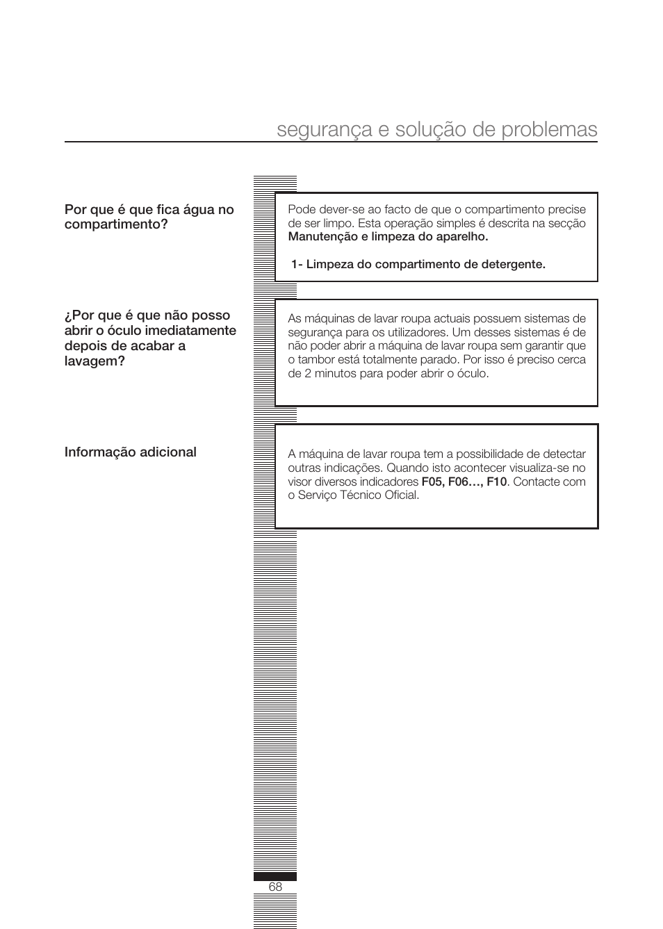 Segurança e solução de problemas | DE DIETRICH DLZ614JE1 User Manual | Page 68 / 92