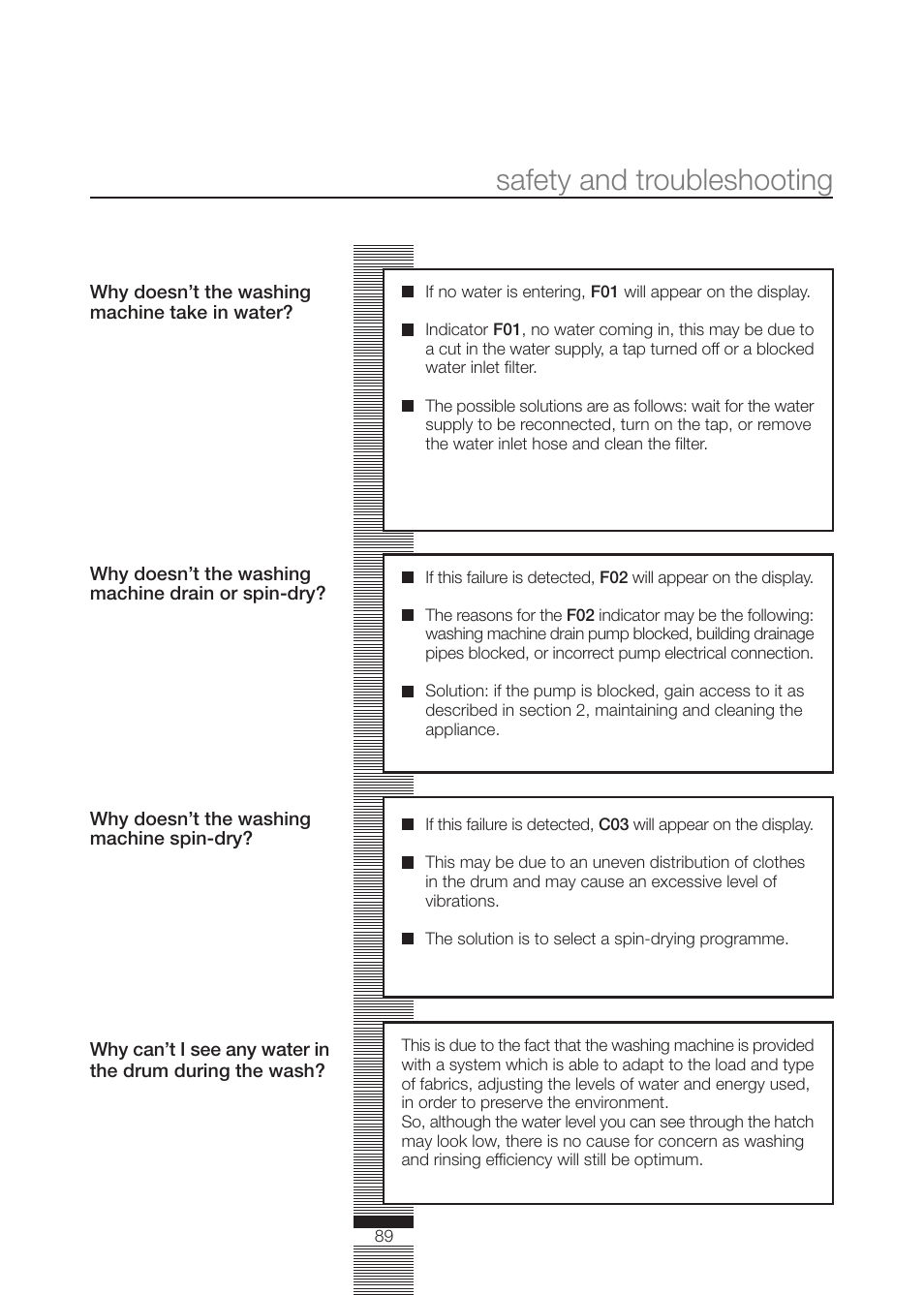 Safety and troubleshooting | DE DIETRICH DLZ614JE1 User Manual | Page 89 / 92