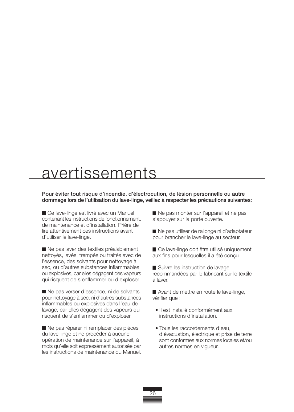 Avertissements | DE DIETRICH DLZ692JE1 User Manual | Page 26 / 92