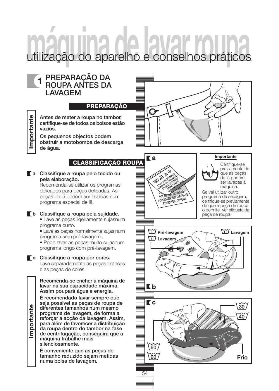 Máquina de lavar roupa, Utilização do aparelho e conselhos práticos | DE DIETRICH DLZ692JE1 User Manual | Page 54 / 92